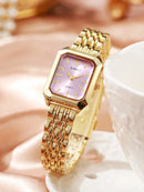 1 Peça Relógio de Pulso Feminino Elegante, Pulseira de Aço Inoxidável, Mostrador Quadrado, Clássico de Luxo a Quartzo, (Sem Caixa de Relógio)