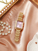 1 Peça Relógio de Pulso Feminino Elegante, Pulseira de Aço Inoxidável, Mostrador Quadrado, Clássico de Luxo a Quartzo, (Sem Caixa de Relógio)