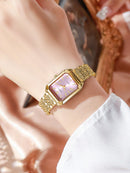 1 Peça Relógio de Pulso Feminino Elegante, Pulseira de Aço Inoxidável, Mostrador Quadrado, Clássico de Luxo a Quartzo, (Sem Caixa de Relógio)