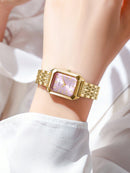 1 Peça Relógio de Pulso Feminino Elegante, Pulseira de Aço Inoxidável, Mostrador Quadrado, Clássico de Luxo a Quartzo, (Sem Caixa de Relógio)