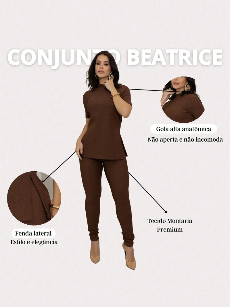 Conjunto Feminina Montaria Beatrice Calça Legging Blusa Gola Alta Premium