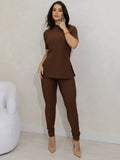 Conjunto Legging e Blusa Gola Alta Marrom – BEATRICE