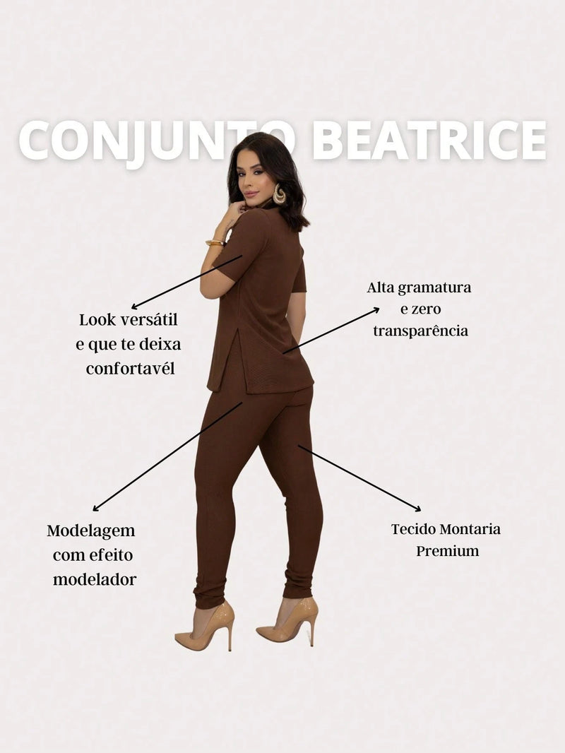 Conjunto Feminina Montaria Beatrice Calça Legging Blusa Gola Alta Premium