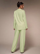 Chiquease Conjunto de Blazer e Calça de Alfaiataria com Gola Xale em Cor Sólida para Mulheres