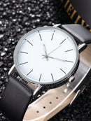 1 Peça Relógio de Pulso Feminino de Luxo, Moderno e Simples, Grande Mostrador de Barra Escala, Relógio de Quartzo para Mulheres, Presente, Relogio Masculino, Opção Ideal para Presentes (Apenas o Relógio de Pulso)