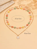 2 Peças/Conjunto Colar Gargantilha Elegante de Verão com Pérolas Falsas, Colar Pendente Irregular de Estrela do Mar de Liga Estilizada com Pérolas Falsas, Joia Feminina para Uso Diário, Viagem, Festival de Música, Festa