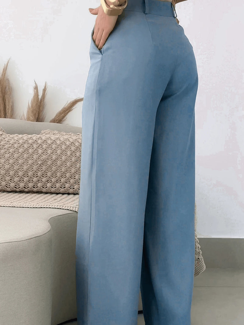 Calça feminina pantalona elegante com bolso