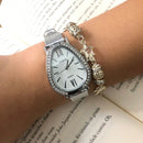 Relógio de Pulso Feminino Pulseira Elástica e plástico. Analógico Prata Rosas de ouro