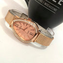 Relógio de Pulso Feminino Pulseira Elástica e plástico. Analógico Prata Rosas de ouro