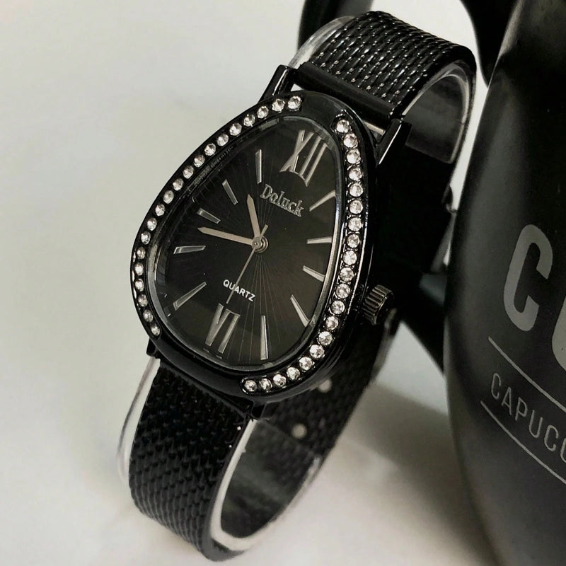 Relógio de Pulso Feminino Pulseira Elástica e plástico. Analógico Prata Rosas de ouro