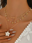 2 Peças/Conjunto Colar Gargantilha Elegante de Verão com Pérolas Falsas, Colar Pendente Irregular de Estrela do Mar de Liga Estilizada com Pérolas Falsas, Joia Feminina para Uso Diário, Viagem, Festival de Música, Festa