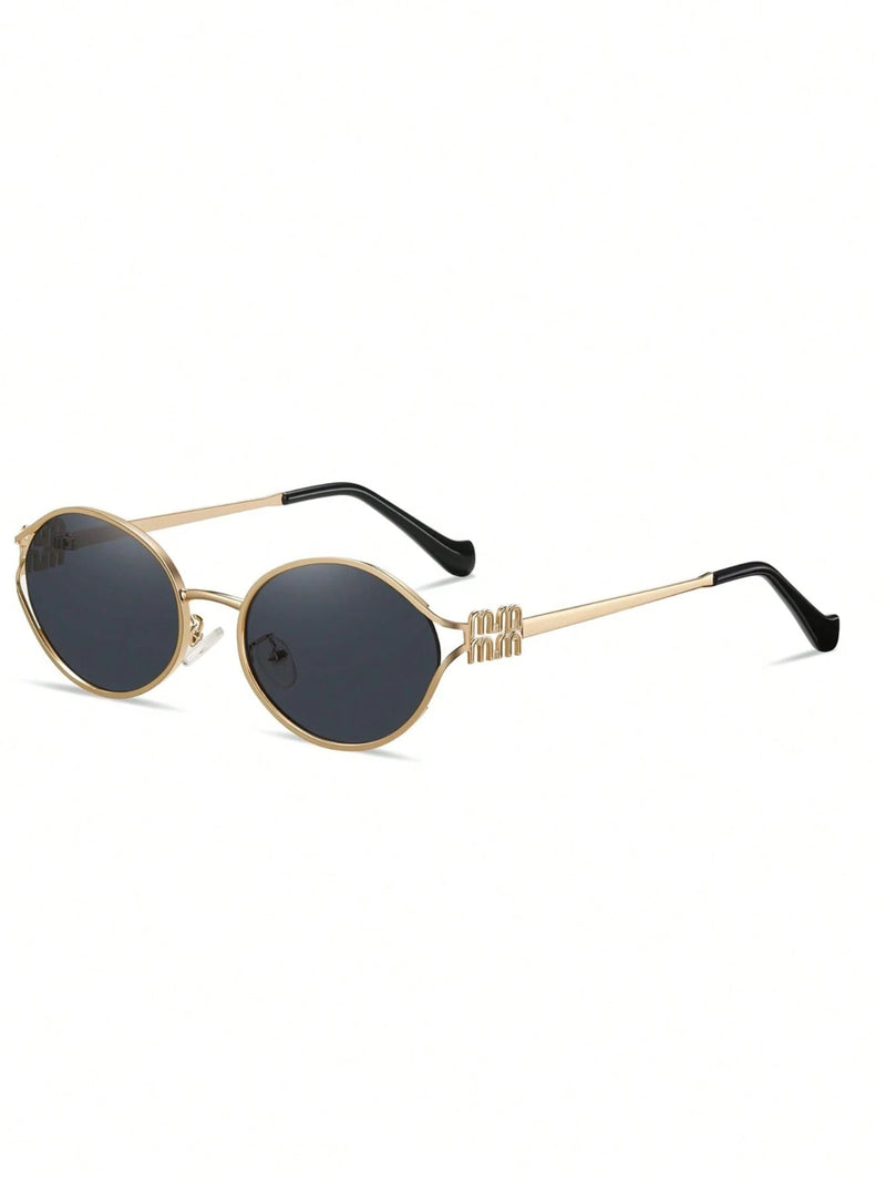 Vendedor IndicadoÓculos de sol ovais retrô femininos e masculinos com proteção UV400, óculos de sol estilosos com armação de metal e tom vintage