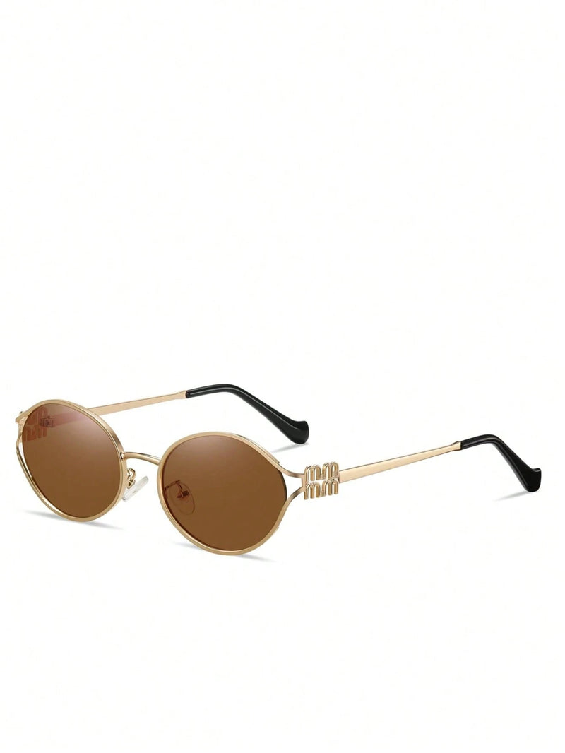 Vendedor IndicadoÓculos de sol ovais retrô femininos e masculinos com proteção UV400, óculos de sol estilosos com armação de metal e tom vintage