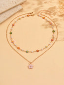 2 Peças/Conjunto Colar Gargantilha Elegante de Verão com Pérolas Falsas, Colar Pendente Irregular de Estrela do Mar de Liga Estilizada com Pérolas Falsas, Joia Feminina para Uso Diário, Viagem, Festival de Música, Festa