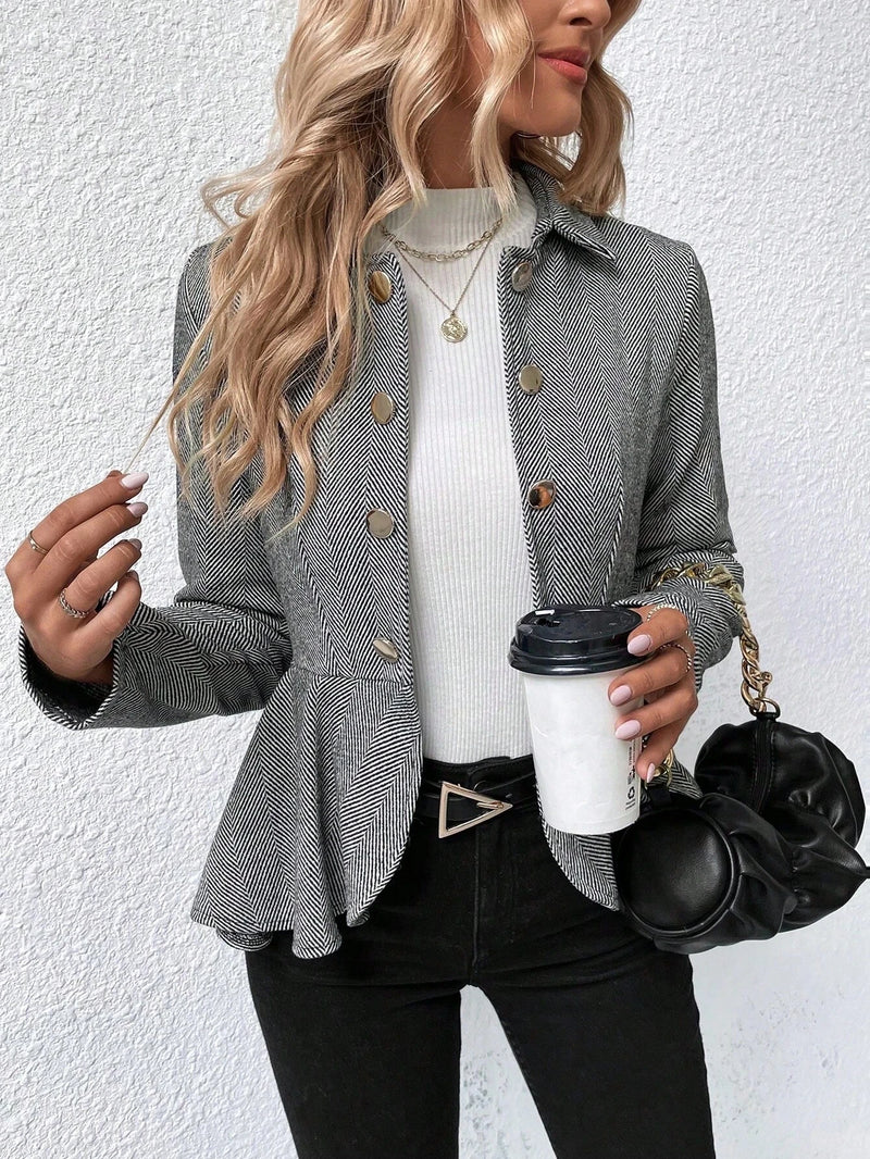 Blazer Curto Caramelo com Babado – ISABELA