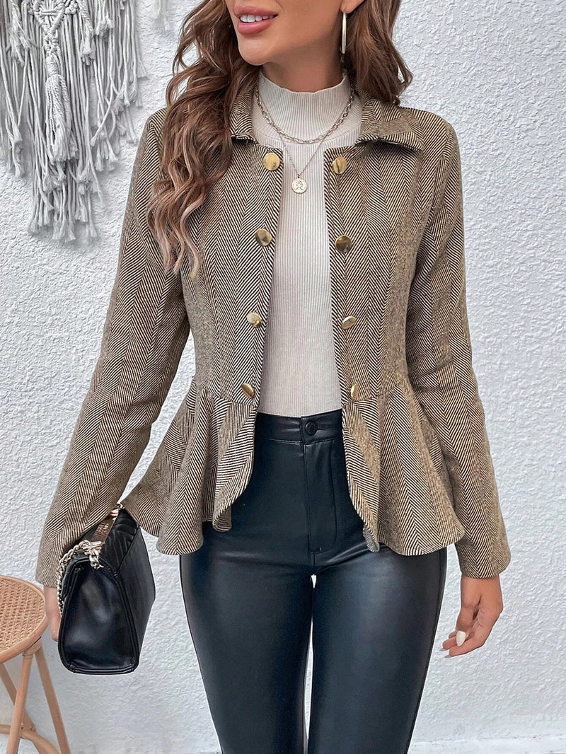 Blazer Curto Caramelo com Babado – ISABELA