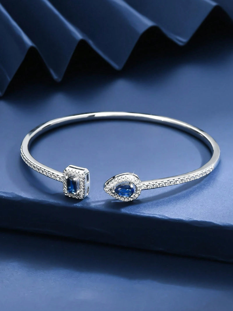 1 Peça Pulseira Bracelete Aberta, Design Minimalista da Moda em Gota d'Água Quadrada, Cobre Micro Incrustado com Zircônia, Uso Diário e Presente do Dia dos Namorados