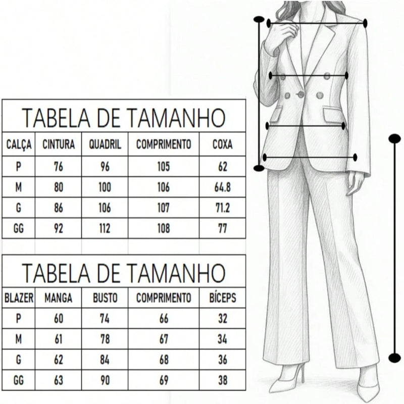 Vendedor IndicadoZalla Conjunto Blazer Max e Calça Feminino Alfaiataria