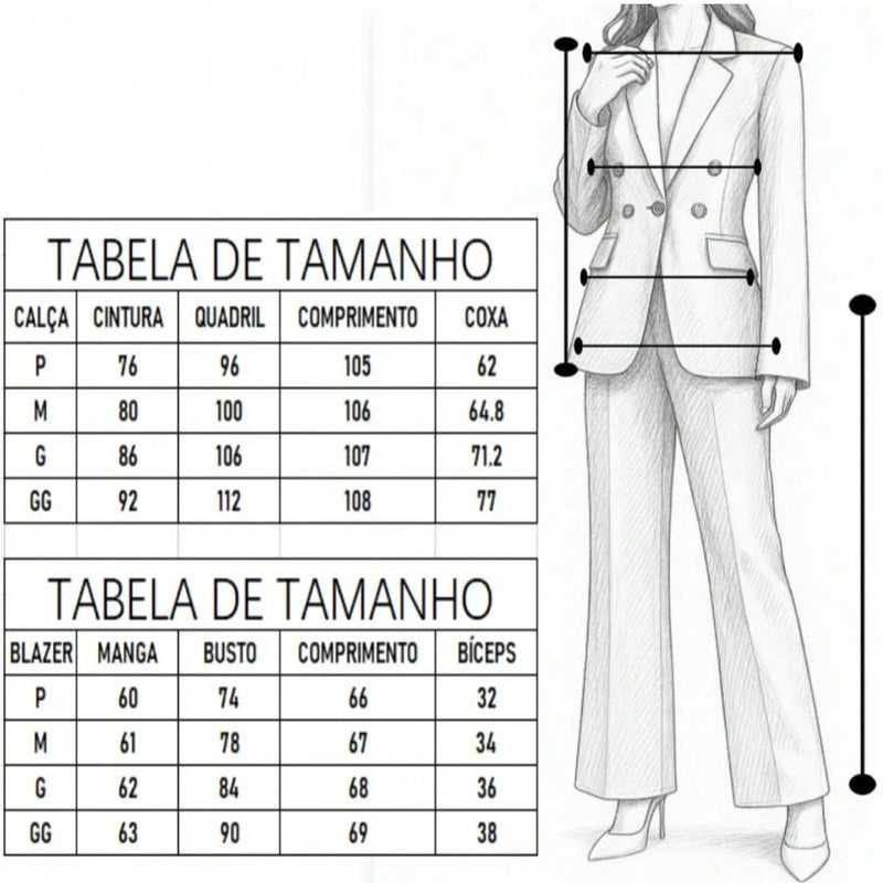 Vendedor IndicadoZalla Conjunto Blazer Max e Calça Feminino Alfaiataria