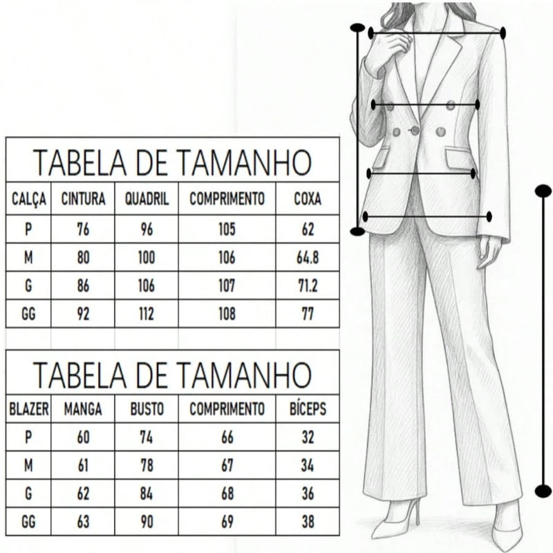 Vendedor IndicadoZalla Conjunto Blazer Max e Calça Feminino Alfaiataria