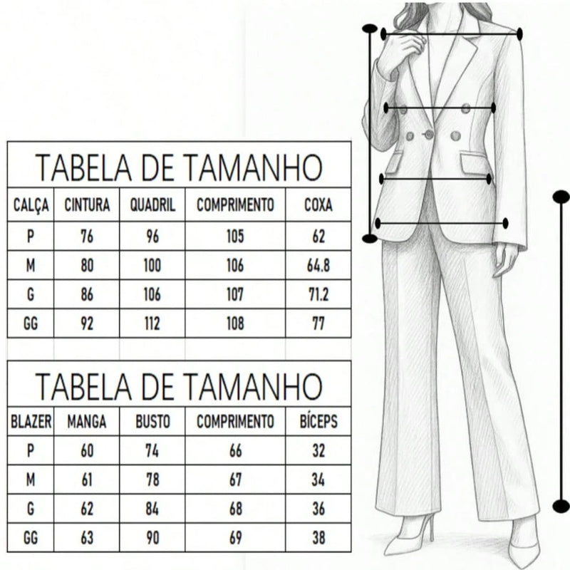 Vendedor IndicadoZalla Conjunto Blazer Max e Calça Feminino Alfaiataria