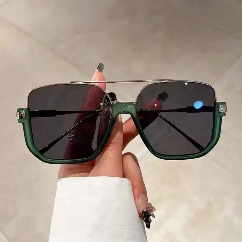 Óculos de sol de proteção solar de meia armação e feixe duplo para homens e mulheres