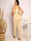 Conjunto Alfaiataria Social Feminino Calça e Cropped Corselet Em Linho Simples Casual elegante Nó Bolso Assimétrico Praia