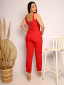 Conjunto Alfaiataria Social Feminino Calça e Cropped Corselet Em Linho Simples Casual elegante Nó Bolso Assimétrico Praia