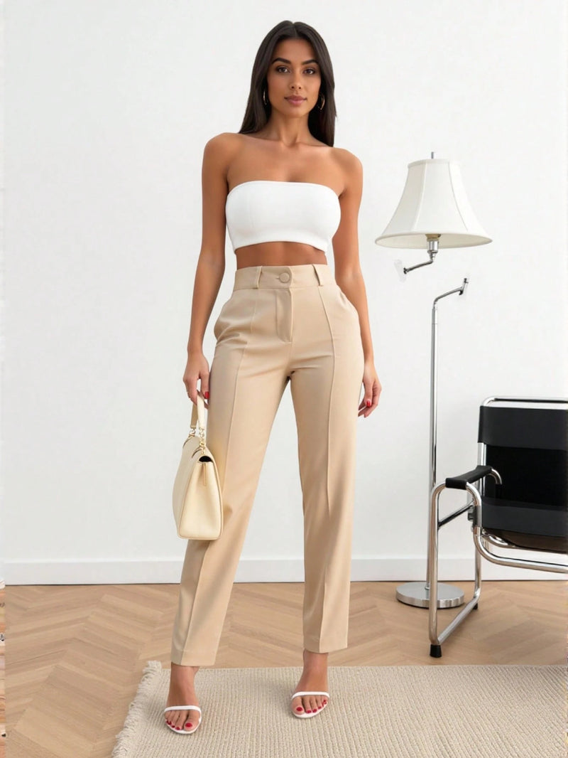 Calça Glam Em Vinco Alfaiataria Reta – ISABELLA