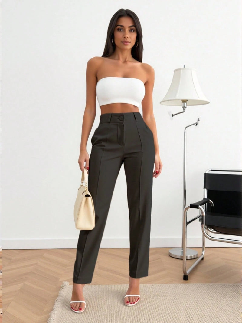 Calça Glam Em Vinco Alfaiataria Reta – ISABELLA