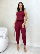 Vendedor IndicadoConjunto Alfaiataria Linho Calça Com Punho + Blusa Com Detalhe Lateral