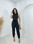 Vendedor IndicadoConjunto Alfaiataria Linho Calça Com Punho + Blusa Com Detalhe Lateral