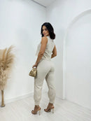 Vendedor IndicadoConjunto Alfaiataria Linho Calça Com Punho + Blusa Com Detalhe Lateral