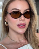 Óculos de sol feminino meio redondo retrô proteção uv400 da moda 2025 resistente estiloso oval