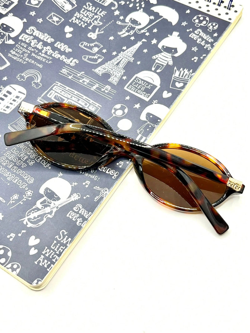 Óculos de sol feminino meio redondo retrô proteção uv400 da moda 2025 resistente estiloso oval