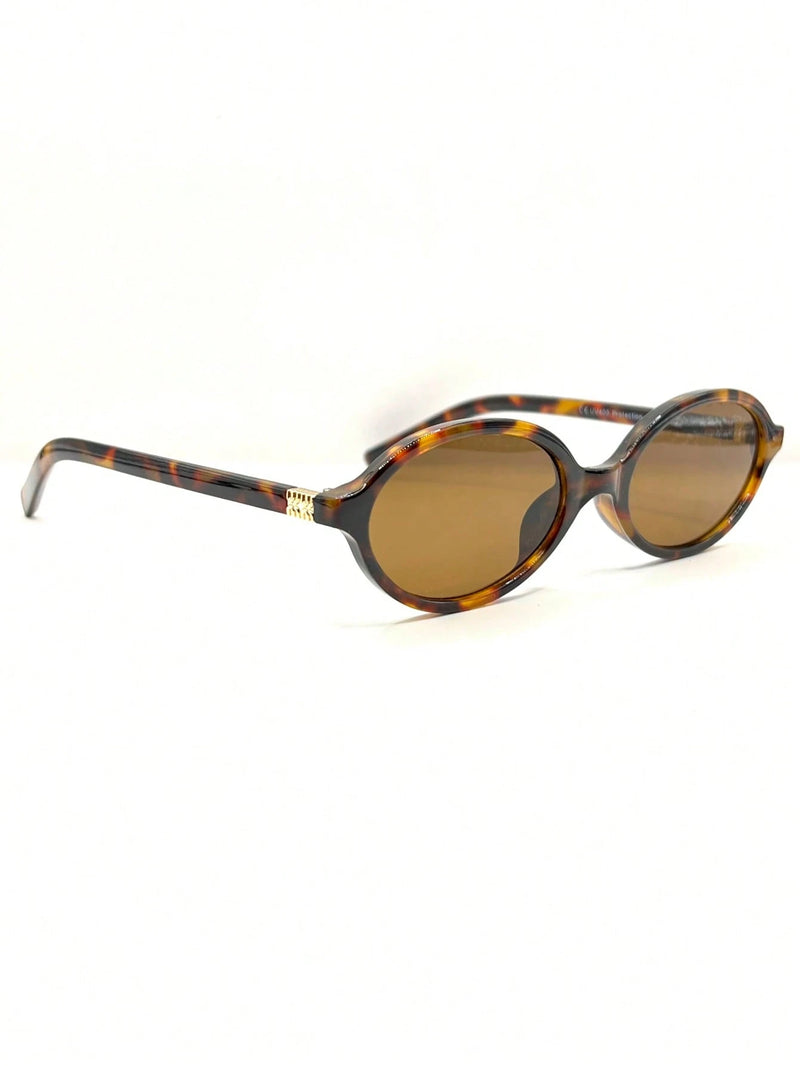 Óculos de sol feminino meio redondo retrô proteção uv400 da moda 2025 resistente estiloso oval
