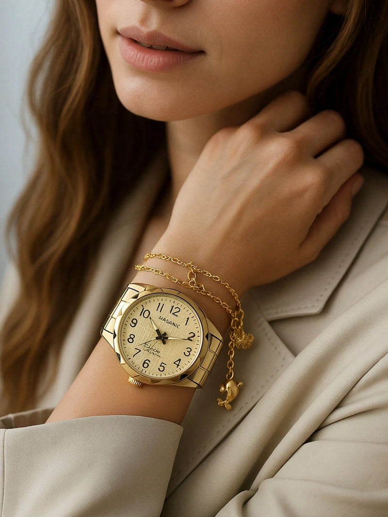 Vendedor Indicado
Relógio Feminino Quartzo Dourado Banhado a Ouro 18k Original a Prova d'água