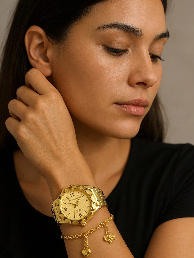 Vendedor Indicado
Relógio Feminino Quartzo Dourado Banhado a Ouro 18k Original a Prova d'água