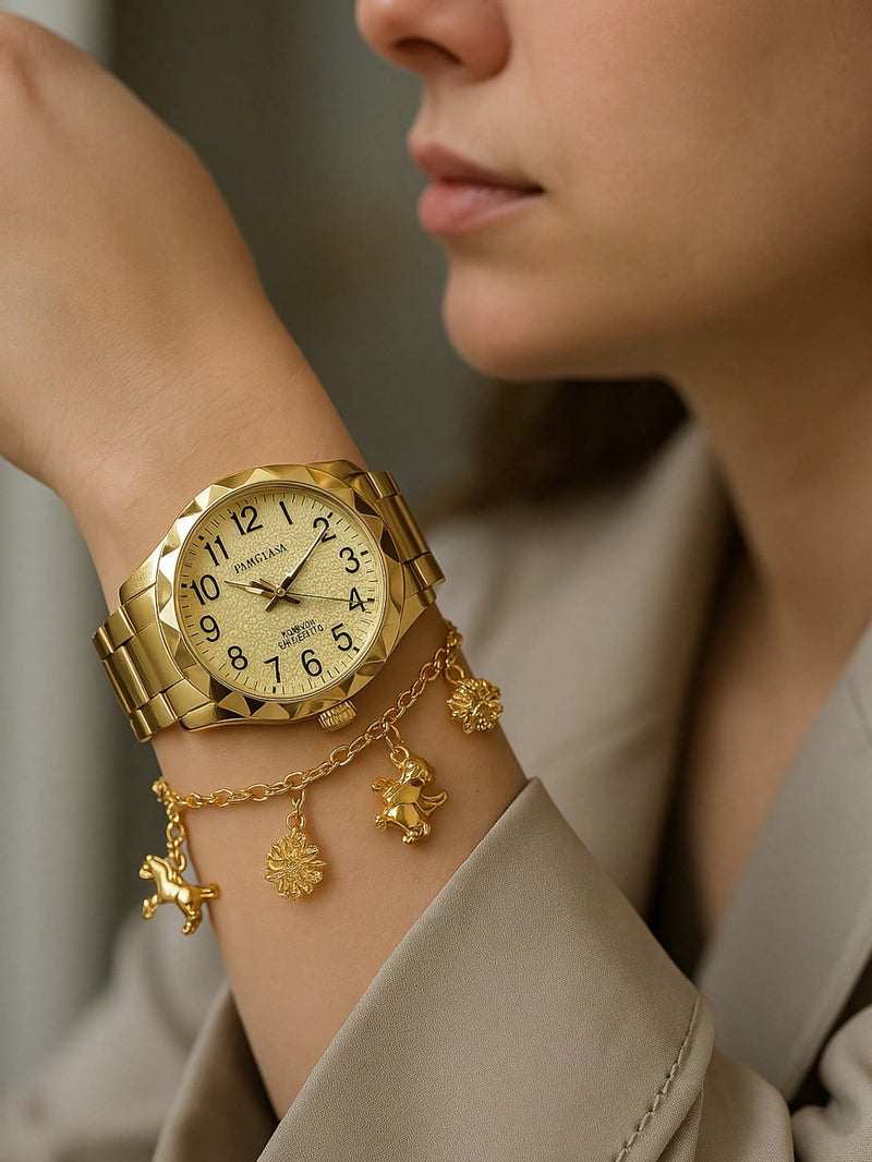 Vendedor Indicado
Relógio Feminino Quartzo Dourado Banhado a Ouro 18k Original a Prova d'água