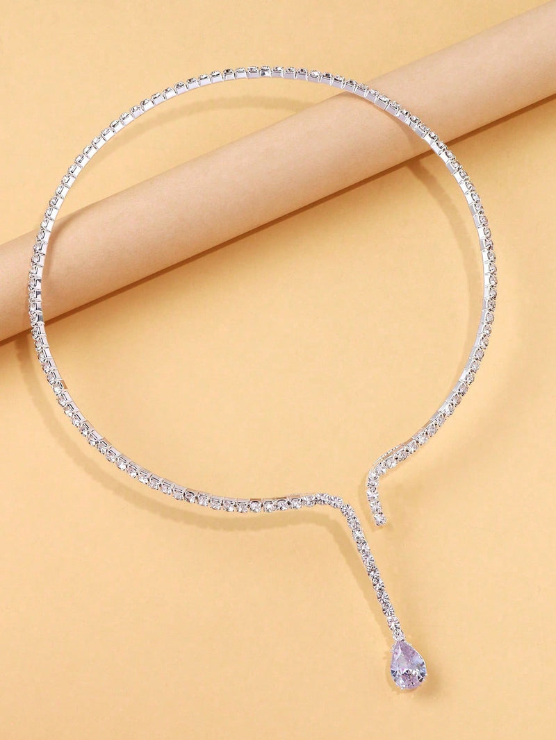 1 Peça Colar Choker Ajustável em Formato de Flor de Zircônia Para Mulheres
