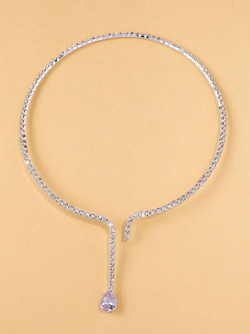 1 Peça Colar Choker Ajustável em Formato de Flor de Zircônia Para Mulheres