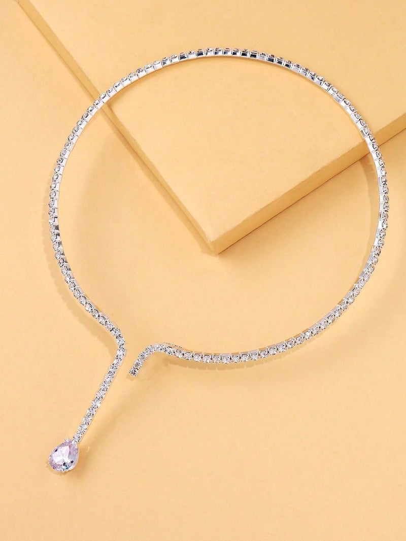 1 Peça Colar Choker Ajustável em Formato de Flor de Zircônia Para Mulheres