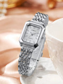 1 Peça Relógio de Pulso Feminino Elegante, Pulseira de Aço Inoxidável, Mostrador Quadrado, Clássico de Luxo a Quartzo, (Sem Caixa de Relógio)