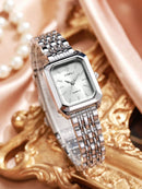 1 Peça Relógio de Pulso Feminino Elegante, Pulseira de Aço Inoxidável, Mostrador Quadrado, Clássico de Luxo a Quartzo, (Sem Caixa de Relógio)