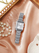 1 Peça Relógio de Pulso Feminino Elegante, Pulseira de Aço Inoxidável, Mostrador Quadrado, Clássico de Luxo a Quartzo, (Sem Caixa de Relógio)