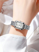1 Peça Relógio de Pulso Feminino Elegante, Pulseira de Aço Inoxidável, Mostrador Quadrado, Clássico de Luxo a Quartzo, (Sem Caixa de Relógio)