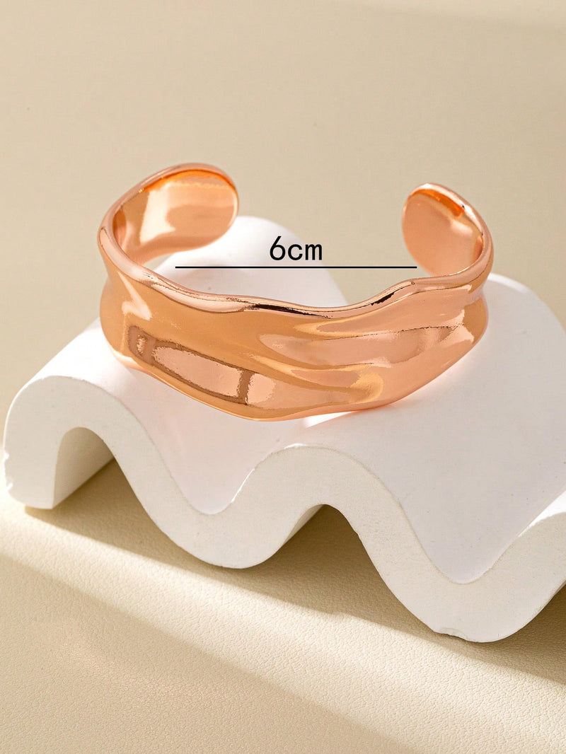 1 peça Bracelete Geométrico Assimétrico Vazado Fashion na Cor Dourada, Adequado para Férias, Praia, Festa Formal e Acessório Diário de Roupa