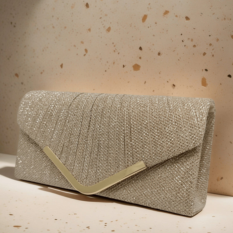 Bolsa Clutch Festa com Glitter – CHAMPANHE