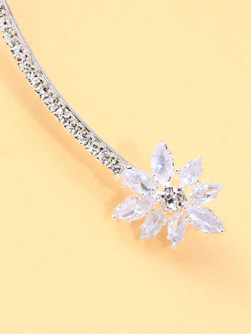 1 Peça Colar Choker Ajustável em Formato de Flor de Zircônia Para Mulheres