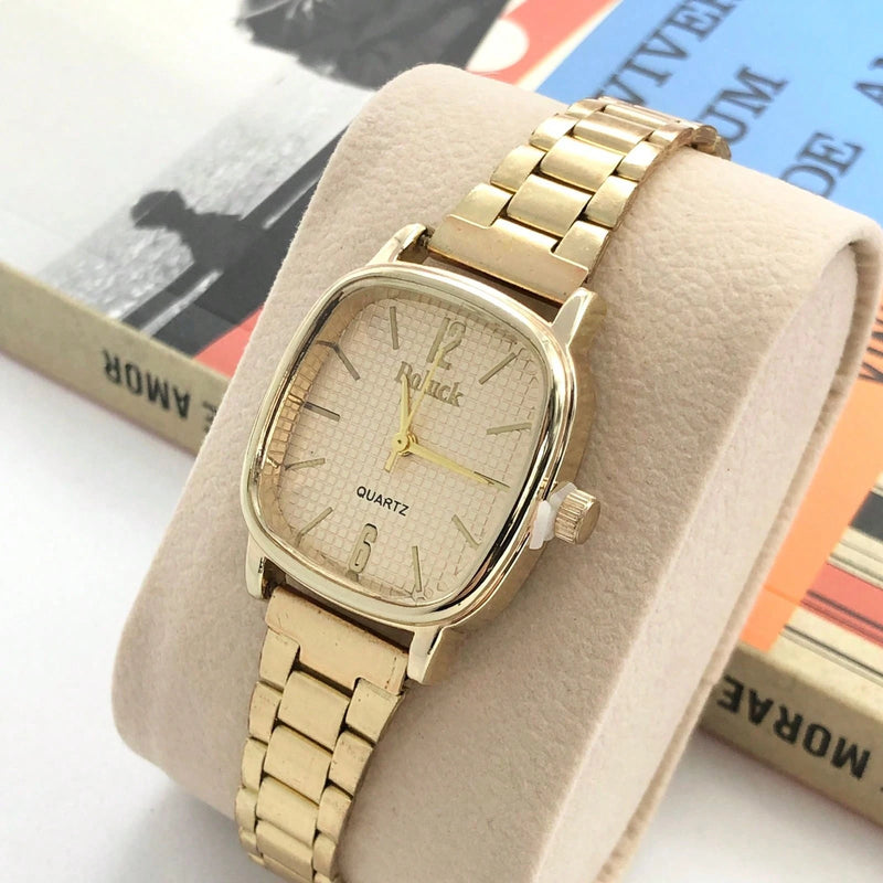 Relógio de quartzo quadrado feminino elegante e requintado